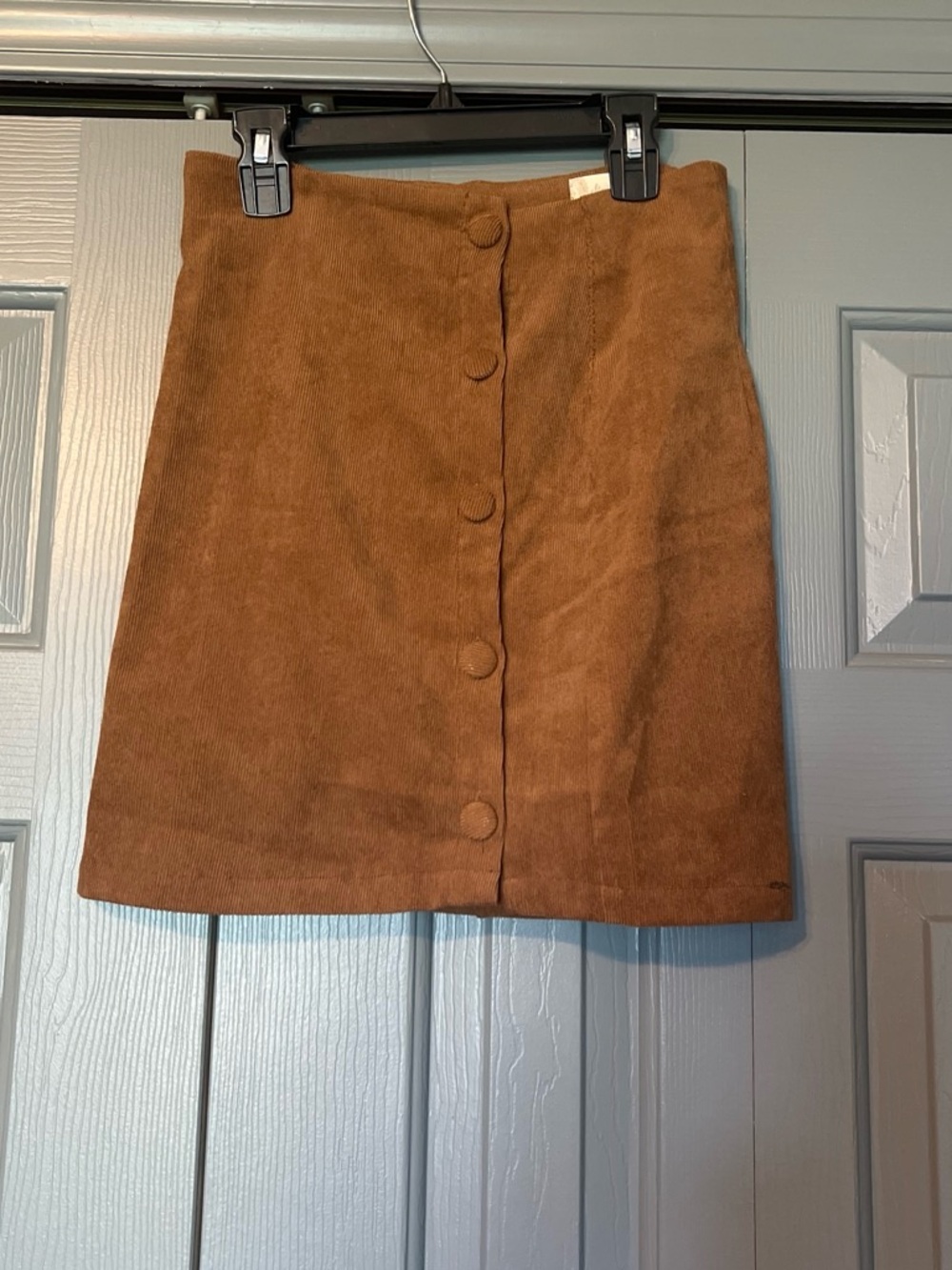 Altar'd State Brown Suede-Look Button Mini Skirt